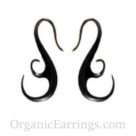 Black Gauges | French Hook Wing. Horn 10g, Organic Body Jewelry.