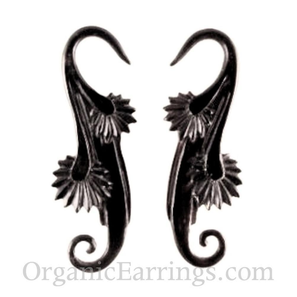 Organic Body Jewelry :|: Willow Blossom, black. Horn 10 gauge earrings. | 10 Gauge Earrings