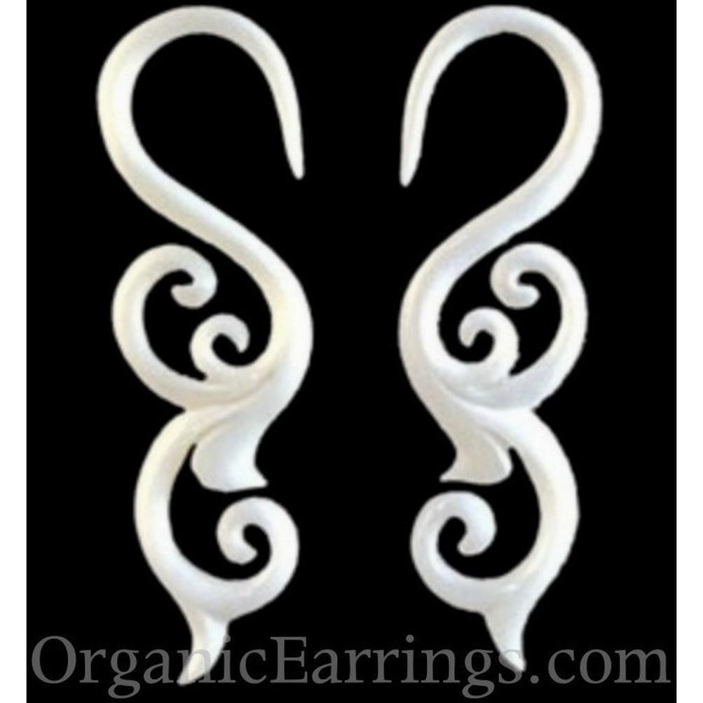 Organic Body Jewelry :|: Trilogy Sprout. 10 Gauges, bone, white. Organic Body Jewelry. | 10 Gauge Earrings