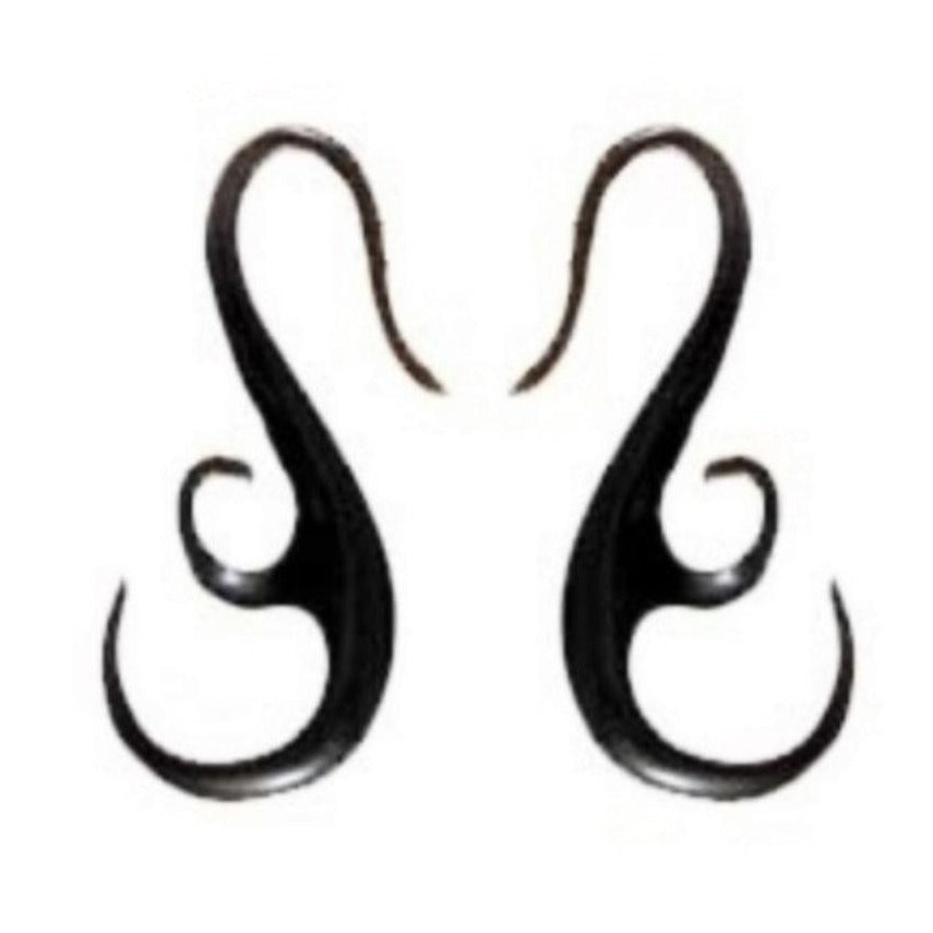 12 gauge earrings, hanging, french hook, black.