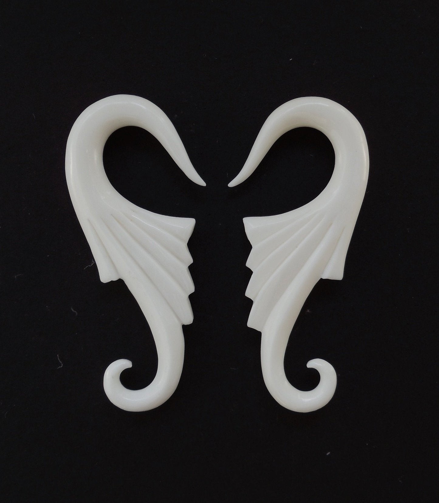 Nuevo Wings, 12 gauge earrings. Organic Bone Body Jewelry