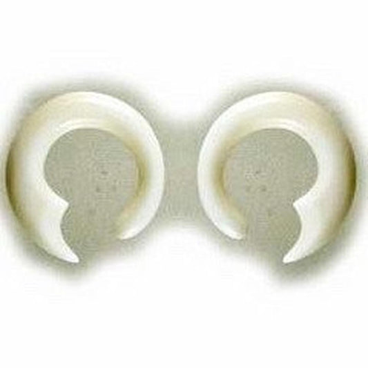 For stretched ears Bone Jewelry | white hoop gauges, 2g.