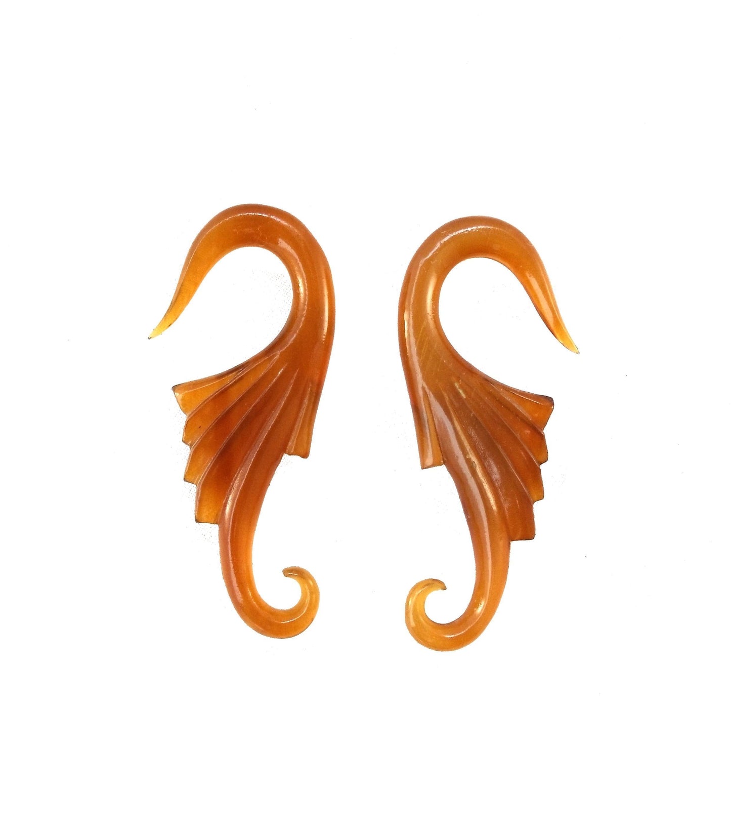 Nouveau Wings. Amber Horn 4g, Organic Body Jewelry.