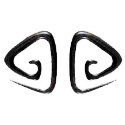 Spiral Gauges | black triangle body jewelry. earrings.