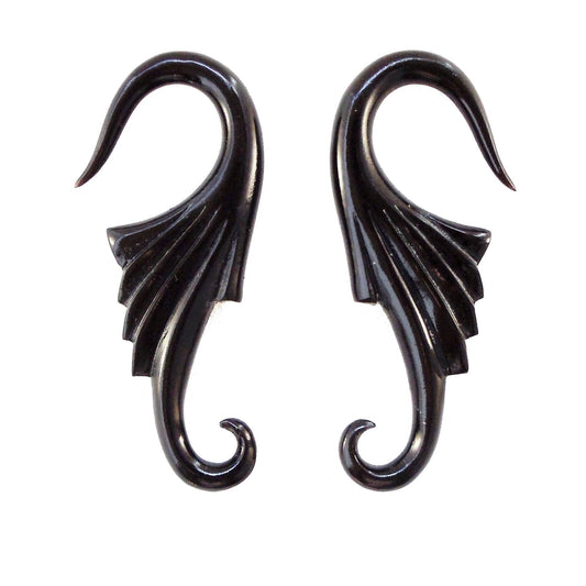 Tribal earrings Gauges | Nouveau Wings. Horn 6g, Organic Body Jewelry.