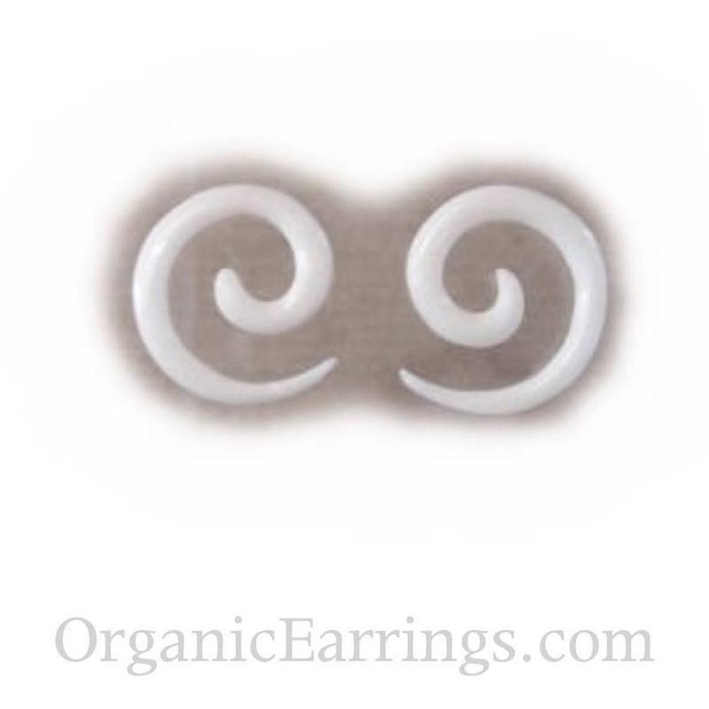 Spiral. Bone. 8g earrings, Organic Body Jewelry.