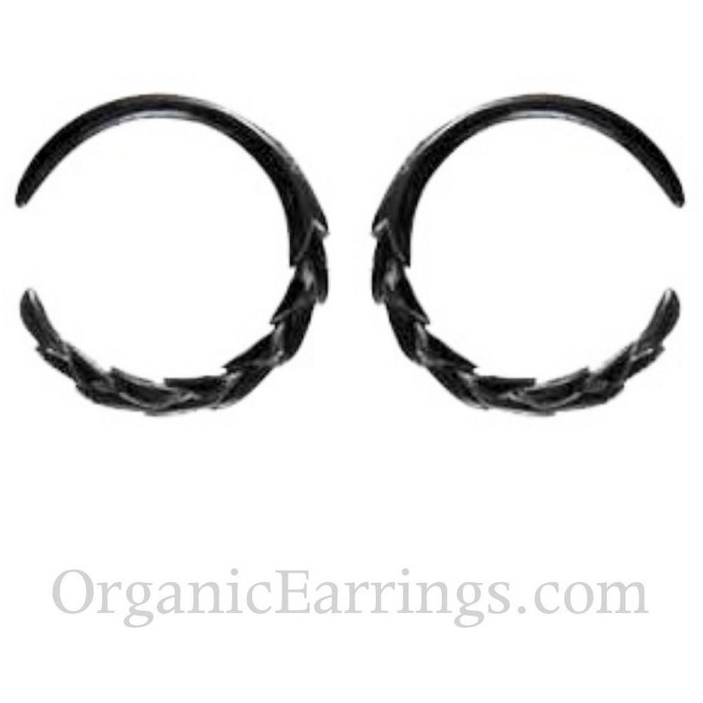 8 gauge earrings, black hoop.