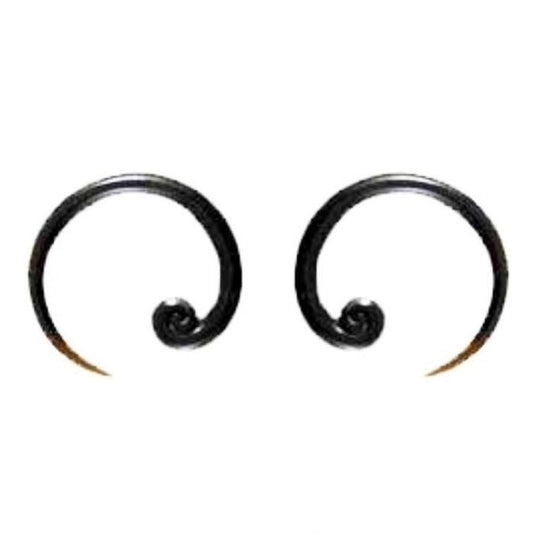 Buffalo horn 8 Gauge Earrings | 8g earrings, black hoop.