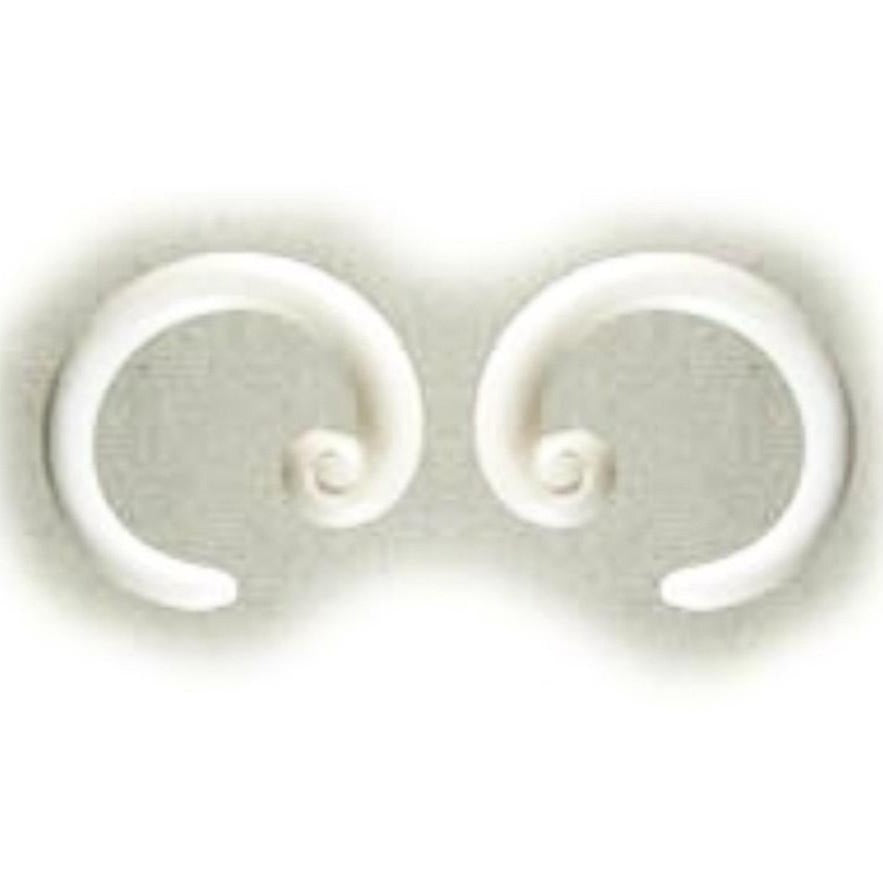 spiral hoop 8 gauge earrings. bone.