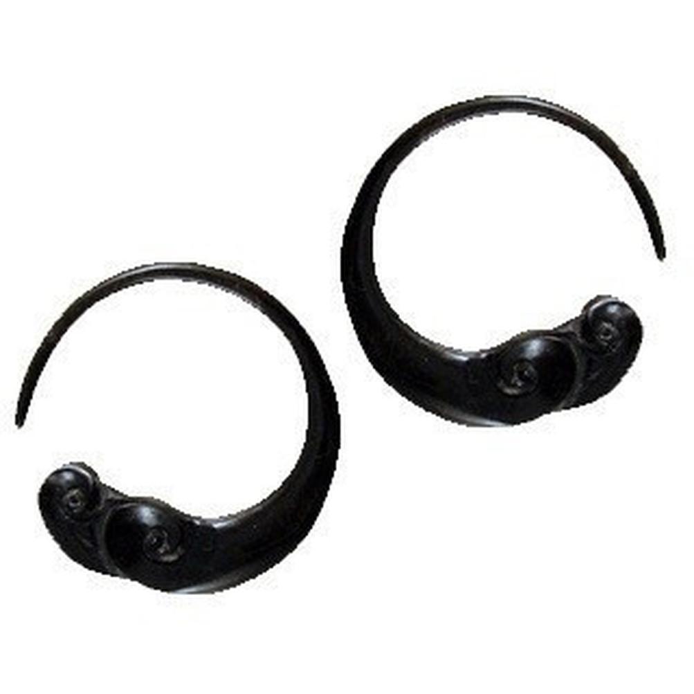 8g black hoop earrings, gauges.