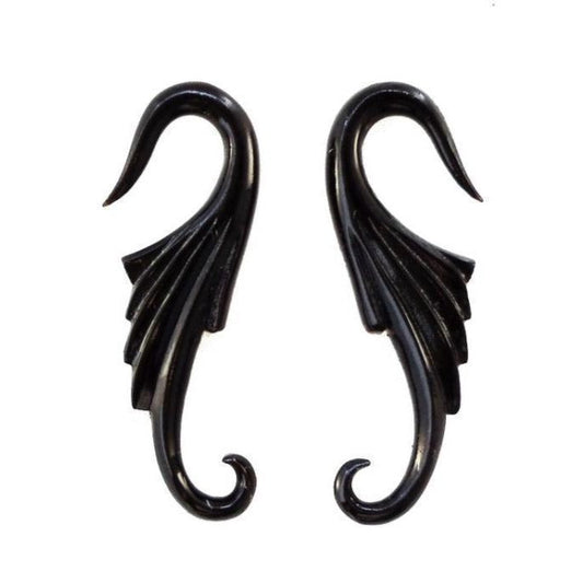 hanging 8g earrings, black wings.
