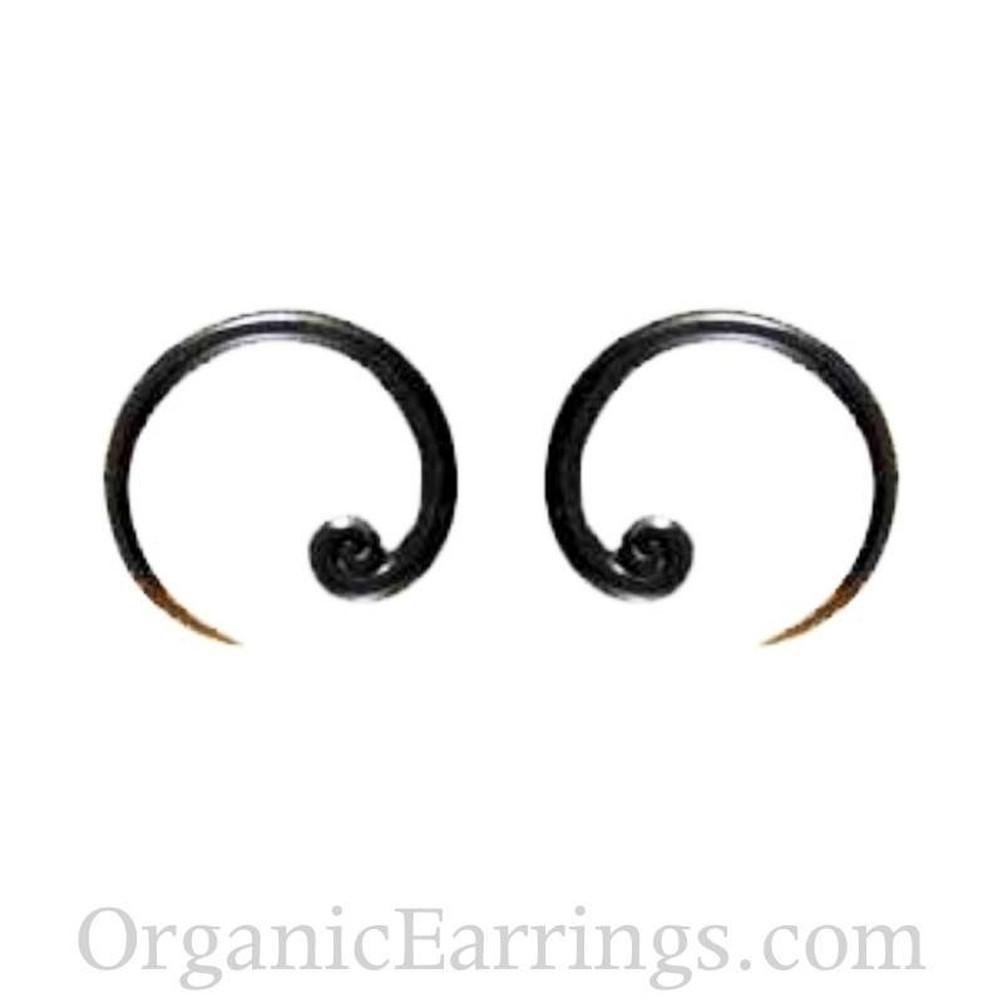 Gauge Earrings :|: Talon Spiral. 8 gauge earrings, black horn. gauge earrings.