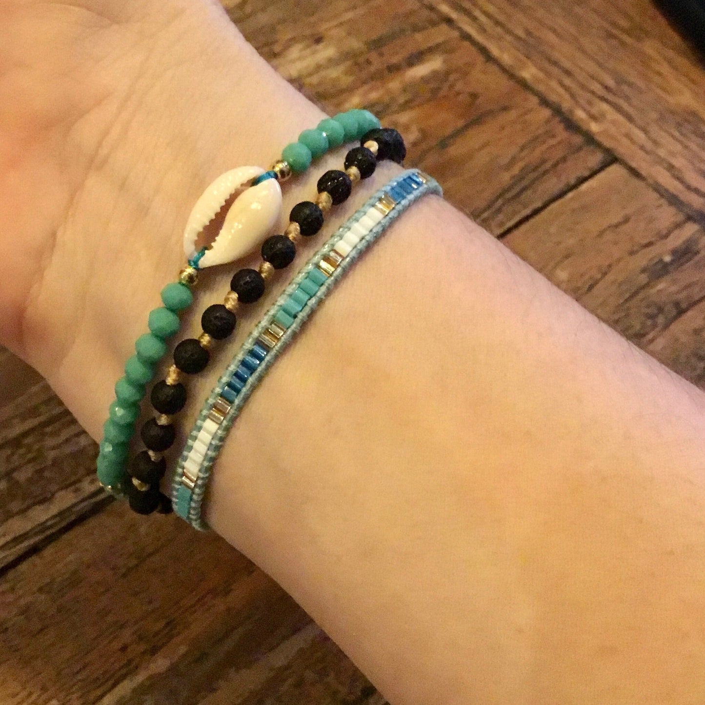 blue stack bracelet set.