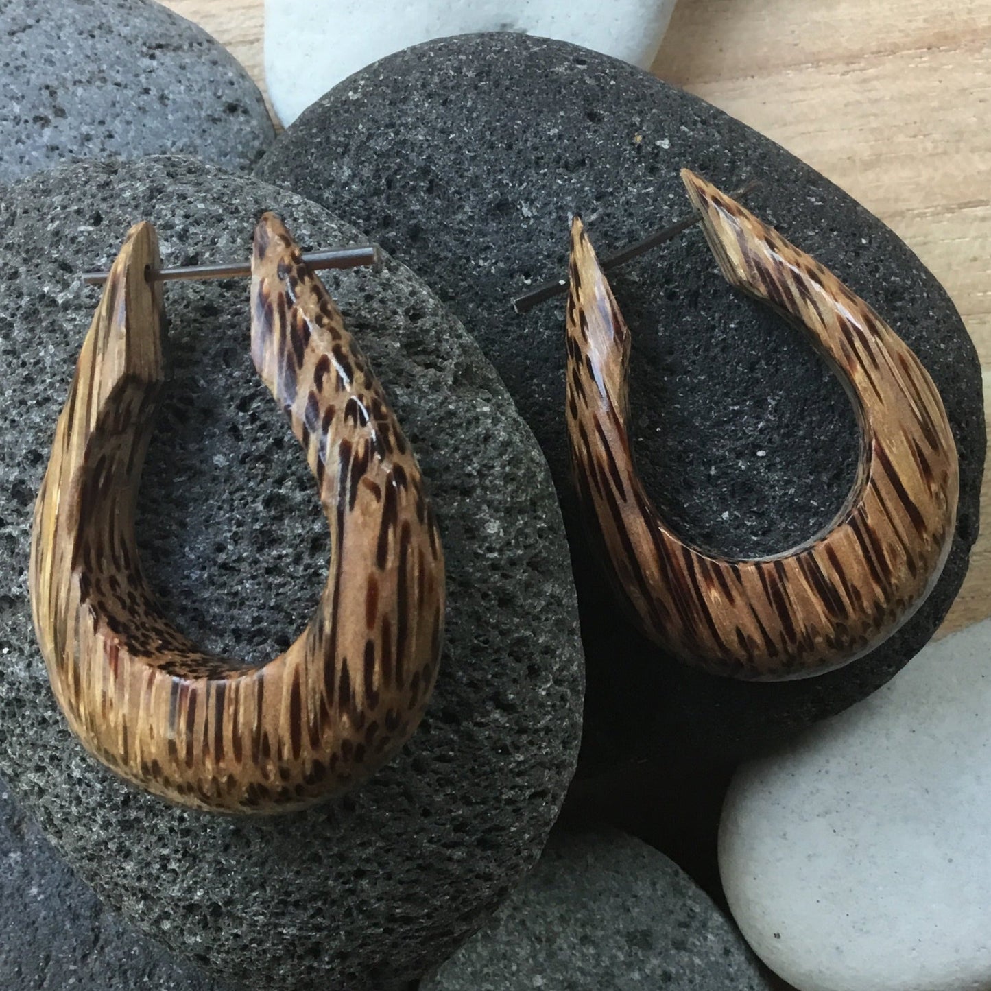 Tahoe Hoops. Coconut Wood Hoop Earrings.