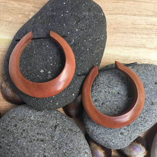 Drop Wooden Hoop Earrings | wood hoop earrings