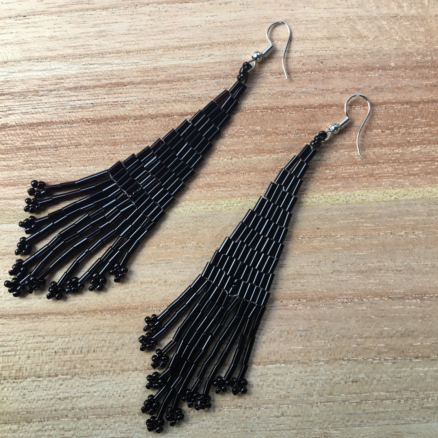 black costume jewelry earrings, handmade.