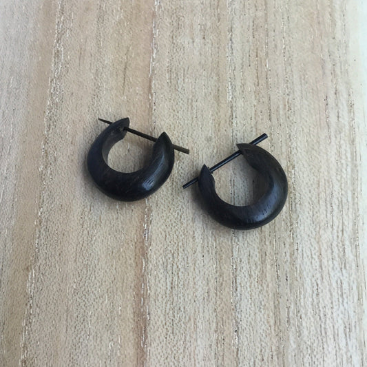 tribal wood earrings, black.