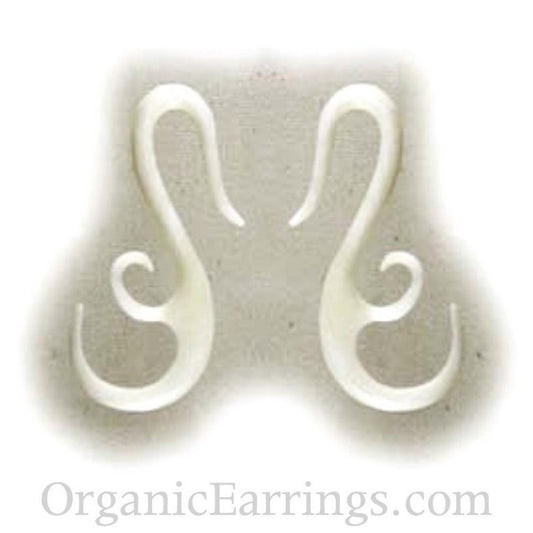 Boho Organic Body Jewelry | Natural Jewelry :|: French Hook Wing, white. Bone 8g Body Jewelry.