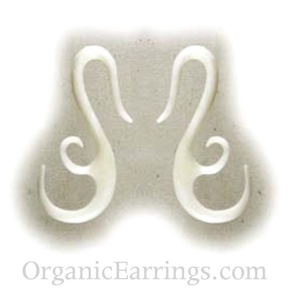 Gauged Earrings :|: Water Buffalo Bone, french hook, 8 gauge | Piercing Jewelry