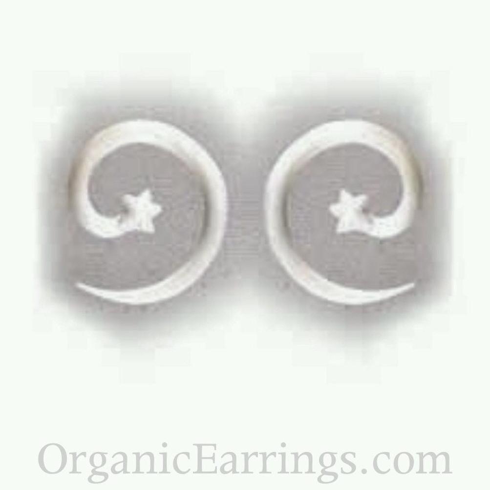 Body Jewelry :|: White star spiral, 8 gauge earrings,
