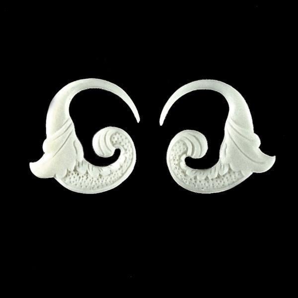 12 Gauge Earrings :|: Nectar Bird. 12 gauge earrings. Organic bone. 1 inch W X 1 inch L | Bone Body Jewelry