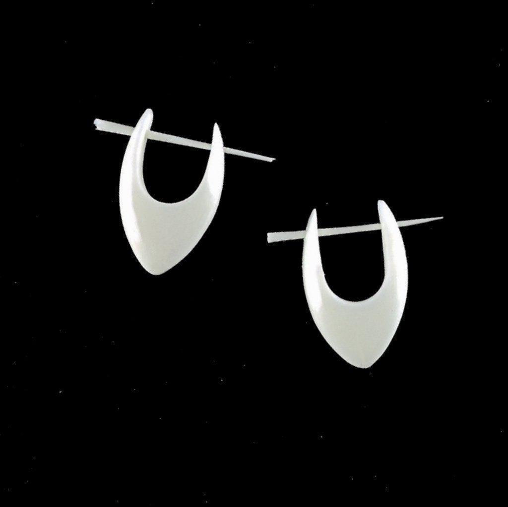 Natural Jewelry :|: Basic Drop Point Hoops. Bone.