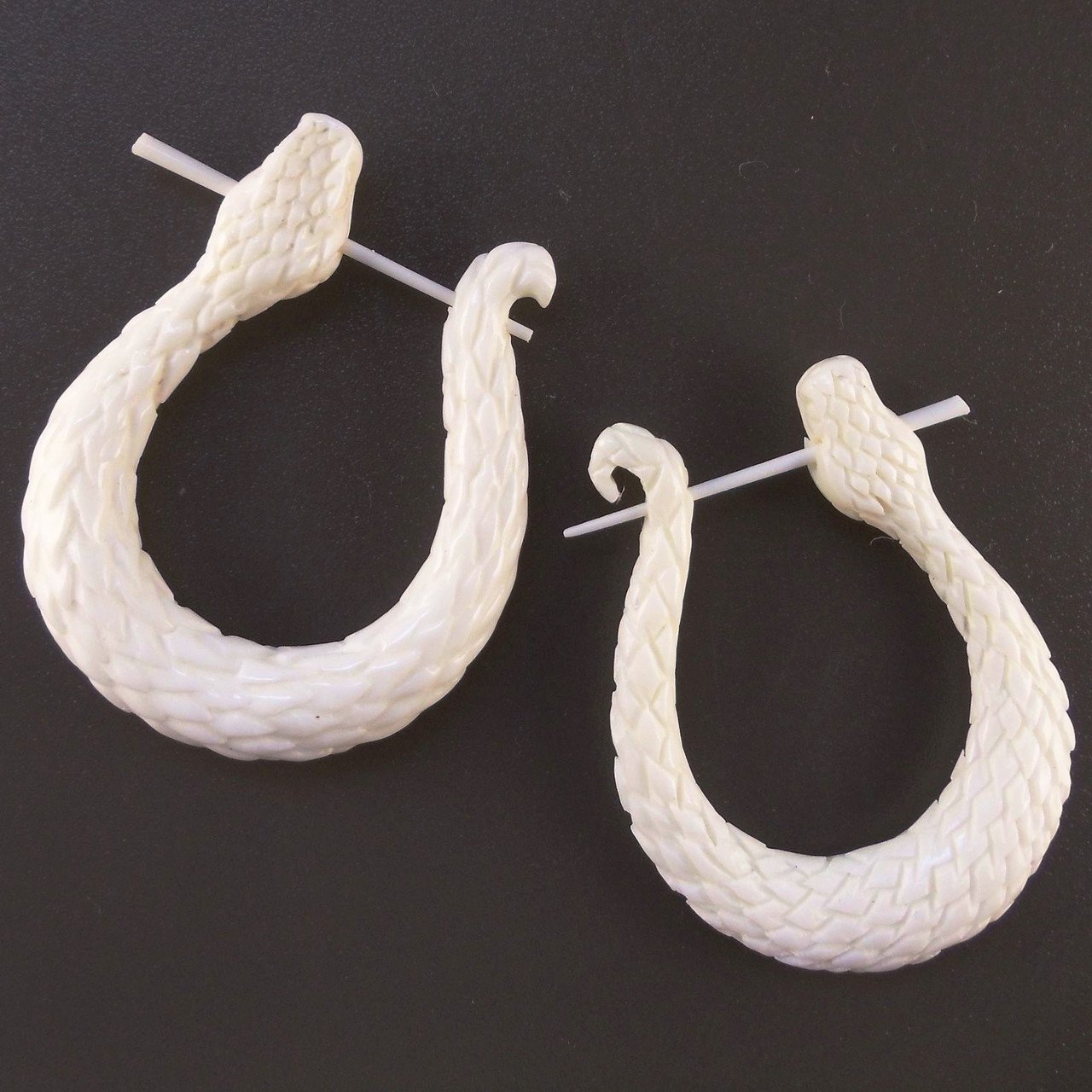 Bone Jewelry :|: Snake. Handmade Earrings, Bone Jewelry. defect. | Bone Earrings