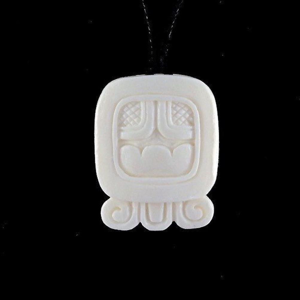 Bone Jewelry :|: Akbal. Mayan Glyph. Bone Necklace. Carved Jewelry. | Tribal Jewelry 