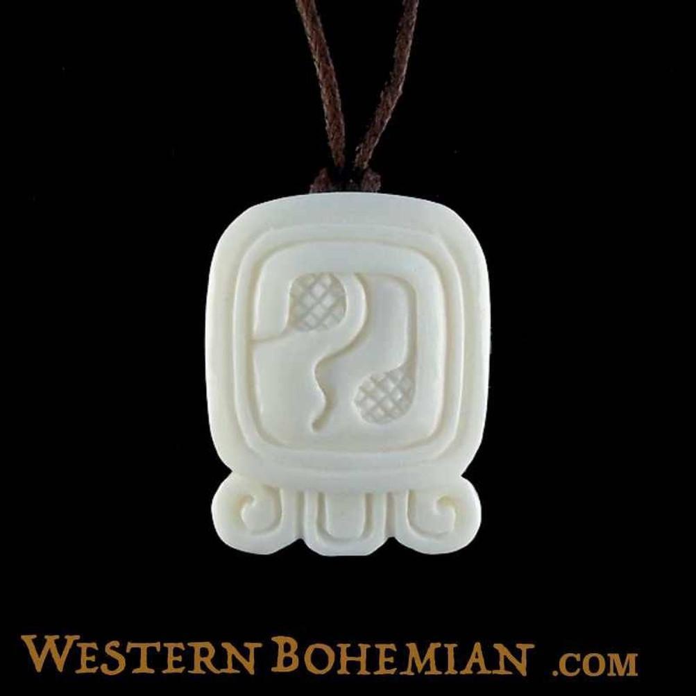 Bone Jewelry :|: Caban. Mayan Glyph. Bone Necklace. Carved Jewelry. | Tribal Jewelry 