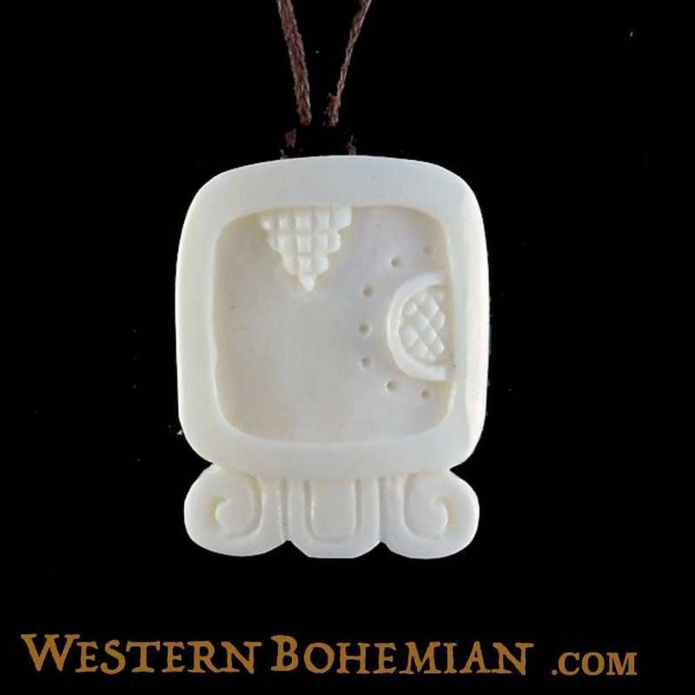 Bone Jewelry :|: Cauac. Mayan Glyph. Bone Necklace. Carved Jewelry. | Tribal Jewelry 