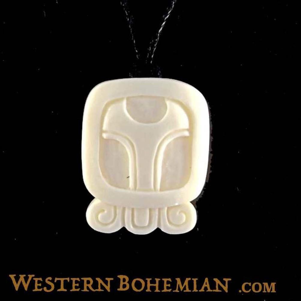 Bone Jewelry :|: Chuen. Mayan Glyph. Bone Necklace. Carved Jewelry. | Tribal Jewelry 