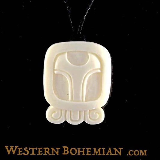 Mens Carved Jewelry and Earrings | Bone Jewelry :|: Chuen. Mayan Glyph. Bone Necklace. Carved Jewelry. | Tribal Jewelry 