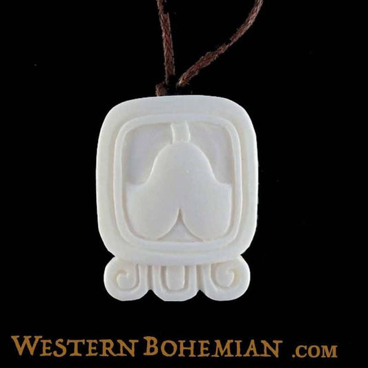 Hawaiian Necklace | Bone Jewelry :|: Cib. Mayan Glyph. Bone Necklace. Carved Jewelry. | Tribal Jewelry 