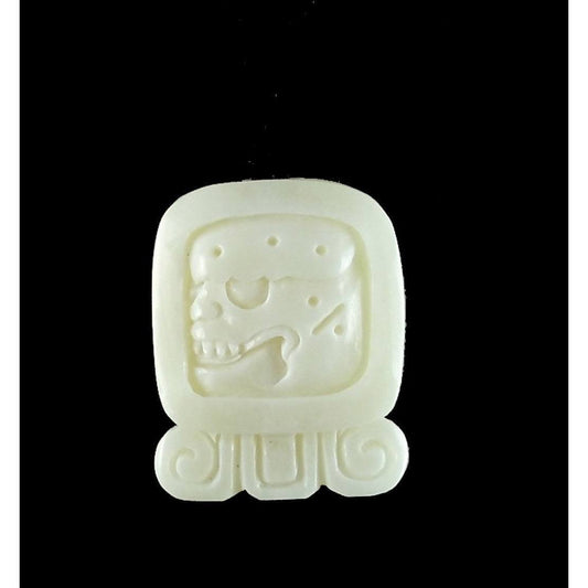 White Earth tone jewelry | Bone Jewelry :|: Cimi. Mayan Glyph. Bone Necklace. Carved Jewelry. | Tribal Jewelry 