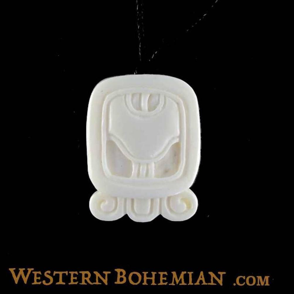 Bone Jewelry :|: Khan. Mayan Glyph. Bone Necklace. Carved Jewelry. | Tribal Jewelry 