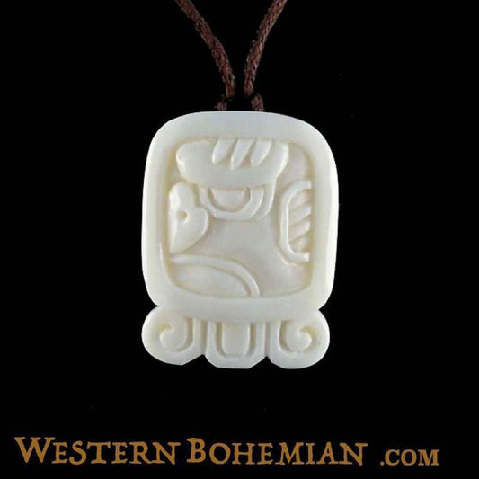 Pendant Boho Jewelry | Bone Jewelry :|: Men. Mayan Glyph. Bone Necklace. Carved Jewelry. | Tribal Jewelry 