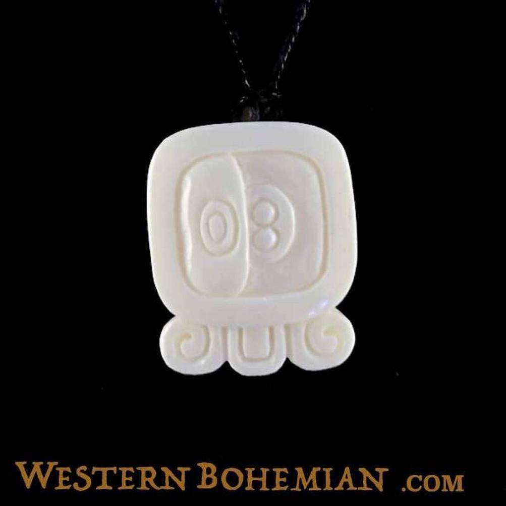 Bone Jewelry :|: Muluc. Mayan Glyph. Bone Necklace. Carved Jewelry. | Tribal Jewelry 