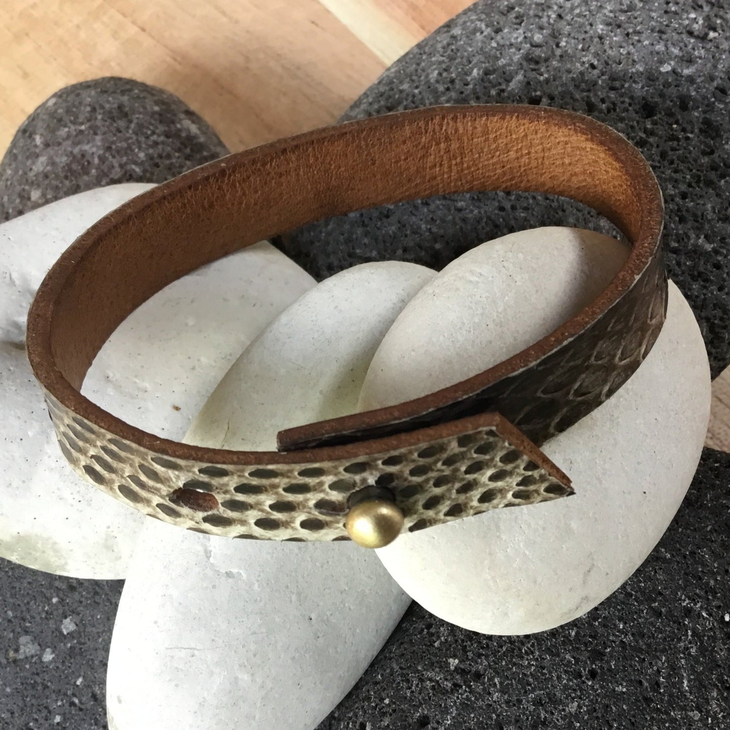 Cobra leather bracelet.