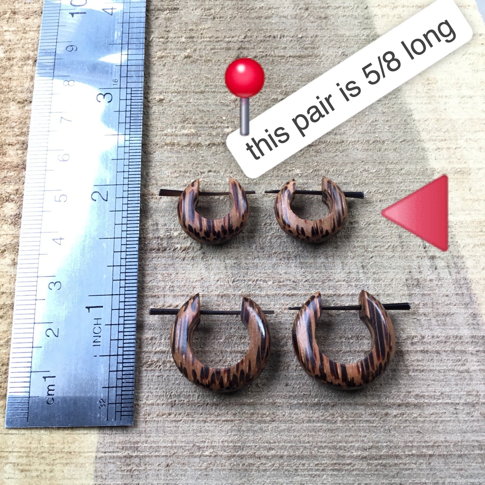 Coconut earrings, size.