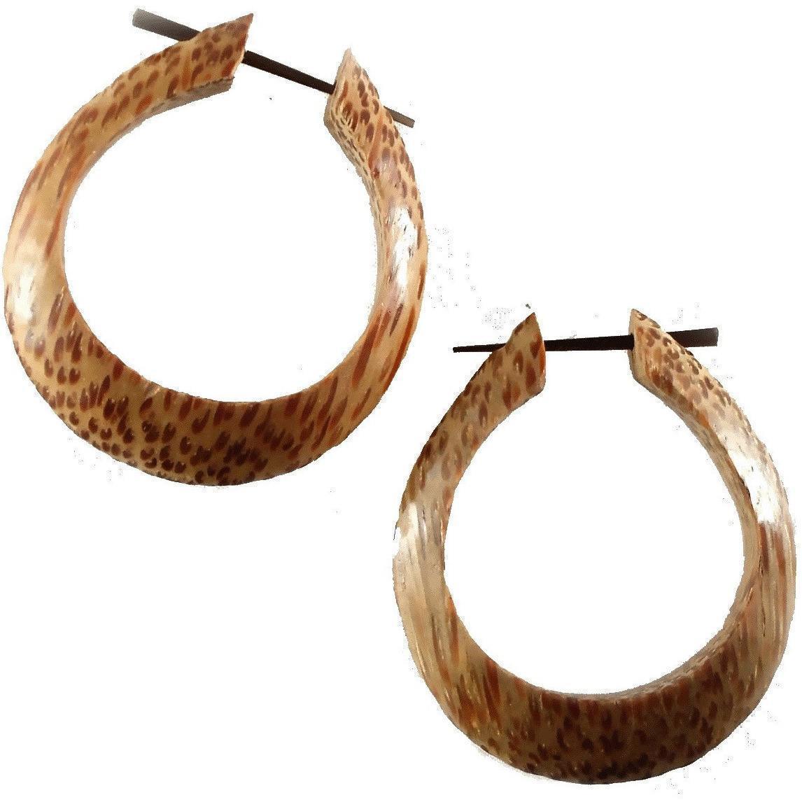 Coconut Jewelry :|: Medium Large Angular Hoops. Coconut Wood Earrings. | Wood Hoop Earrings