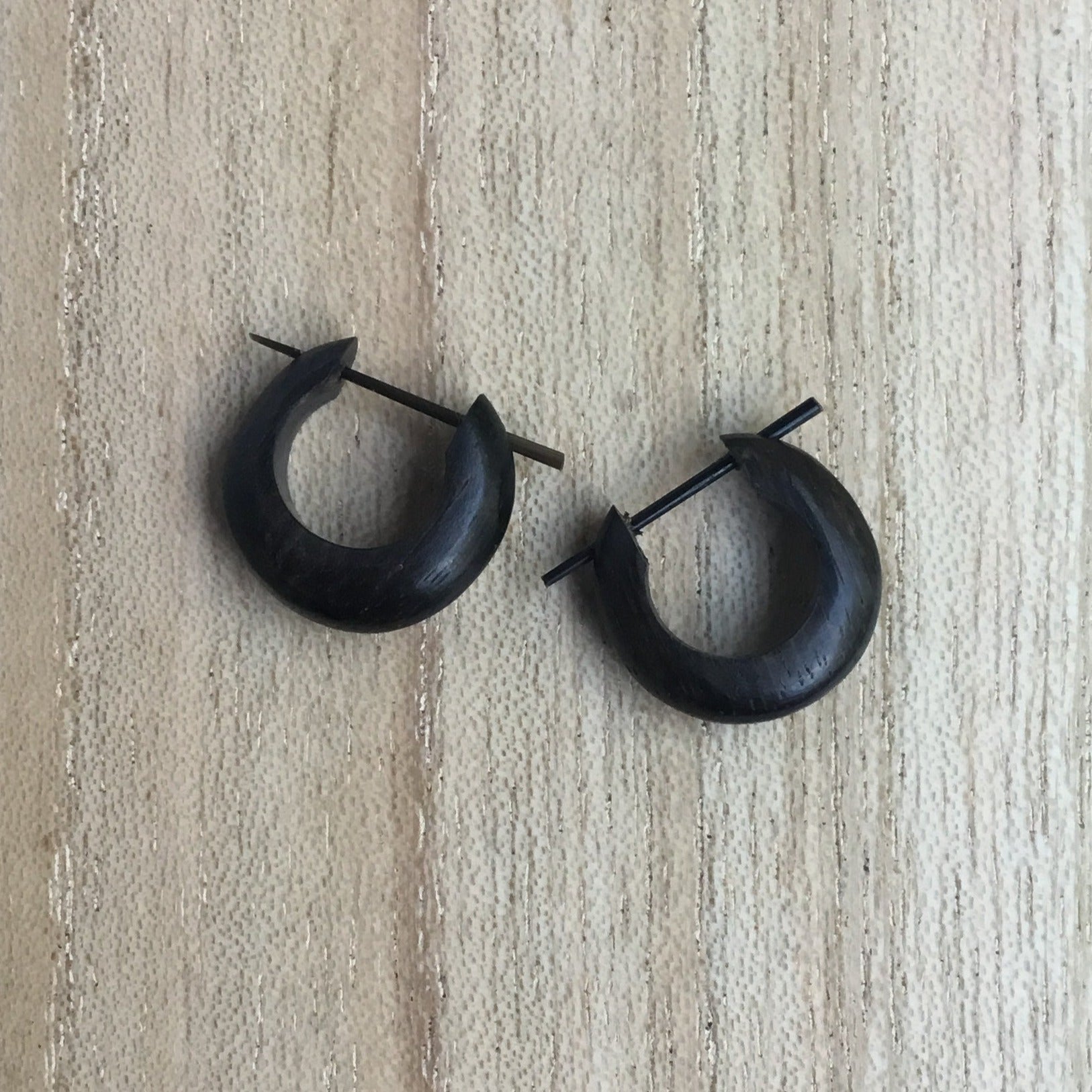 ebony wood basic hoop earrings