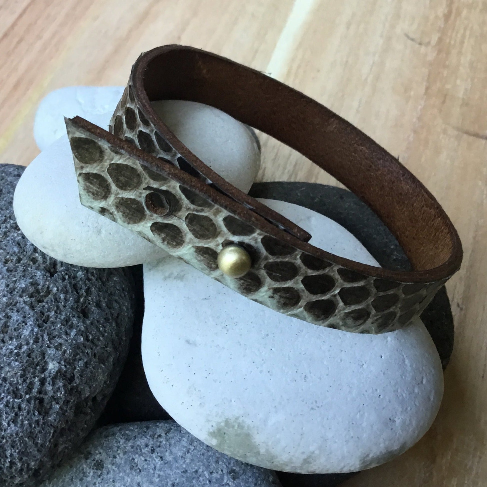 Exotic leather accessories, womens bracelet.