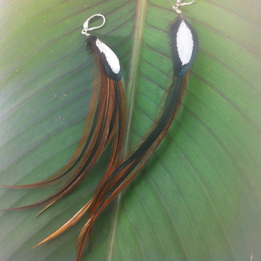 Feather Hawaiian Island Jewelry | Tribal Earrings :|: Accent.