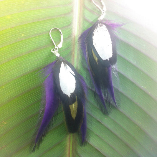 Feather Boho Jewelry | Tribal Earrings :|: Wine.