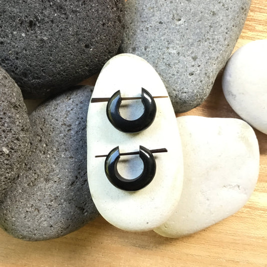 Metal free Earth tone jewelry | guys black hoop earrings.