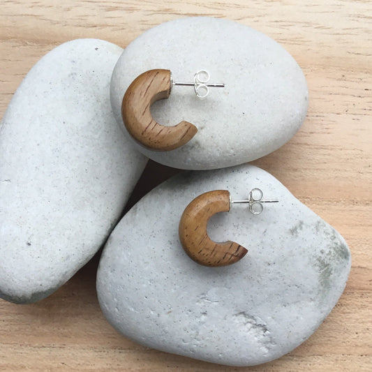 silver and wood earrings