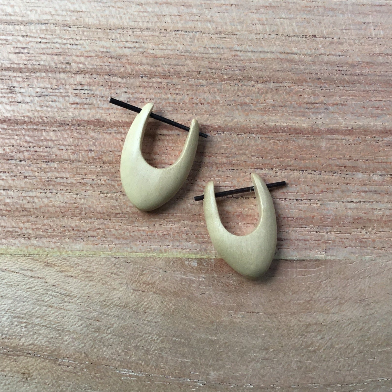 handmade wood earrings.