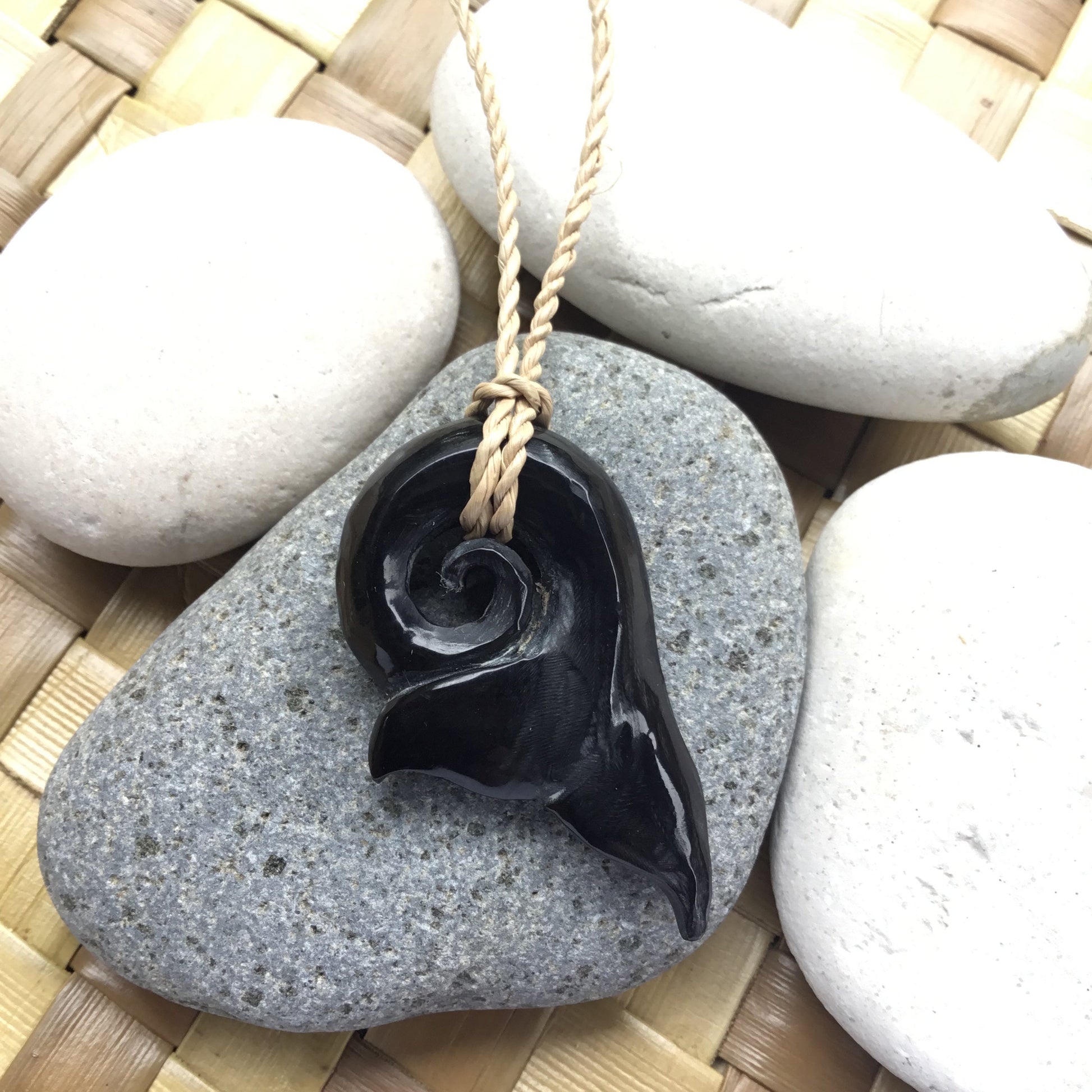 Hawaiian whale necklace, black horn.