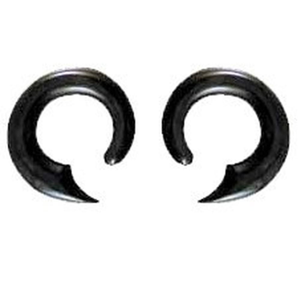Body Jewelry :|: Talon Hoop, black. Horn 2 Gauge Earrings. Organic Jewelry. | 2 Gauge Earrings