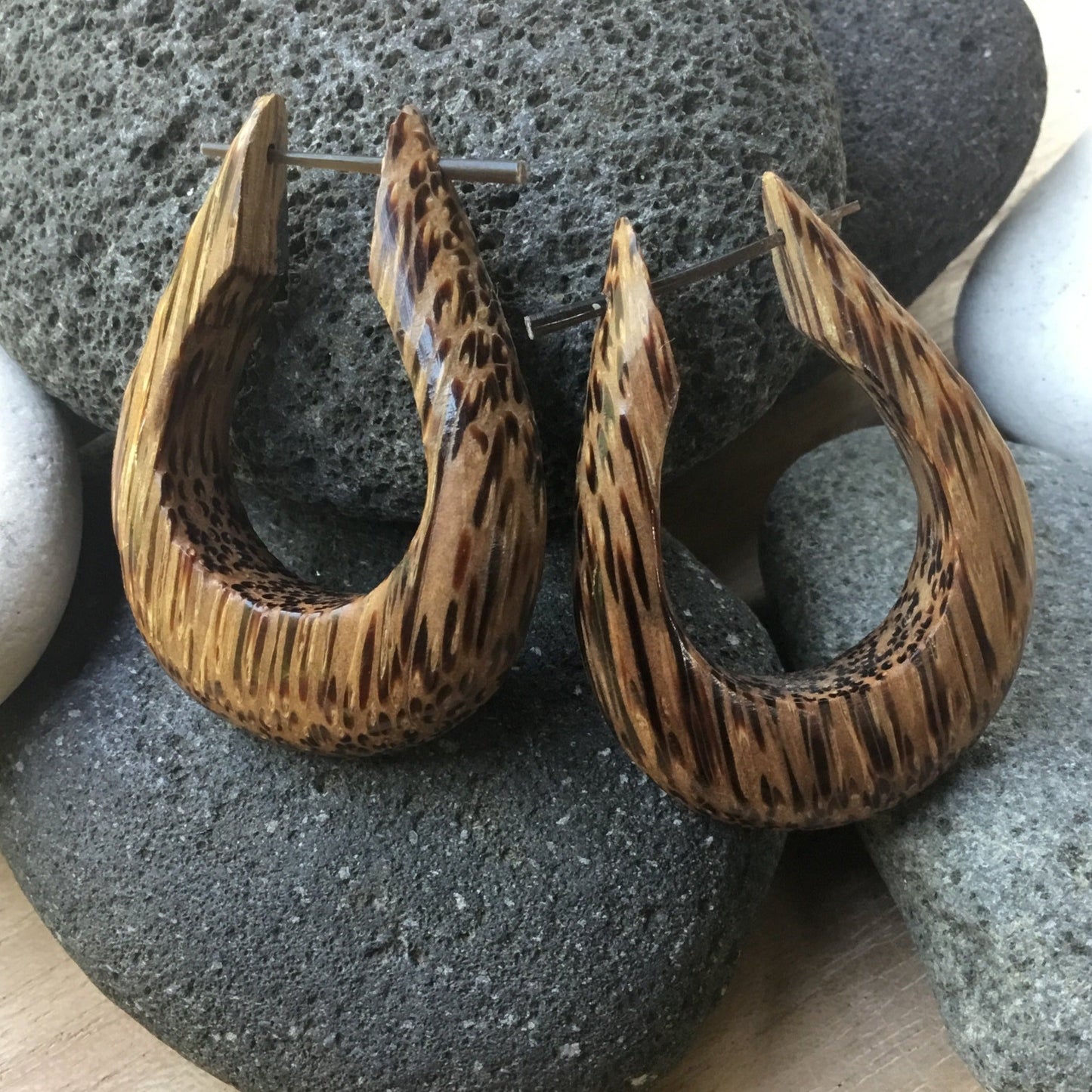 Tahoe Hoops. Coconut Wood Hoop Earrings.